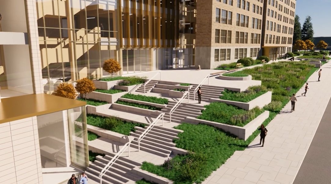 Atlantic Science Enterprise Centre terraced landscape rendering, Moncton