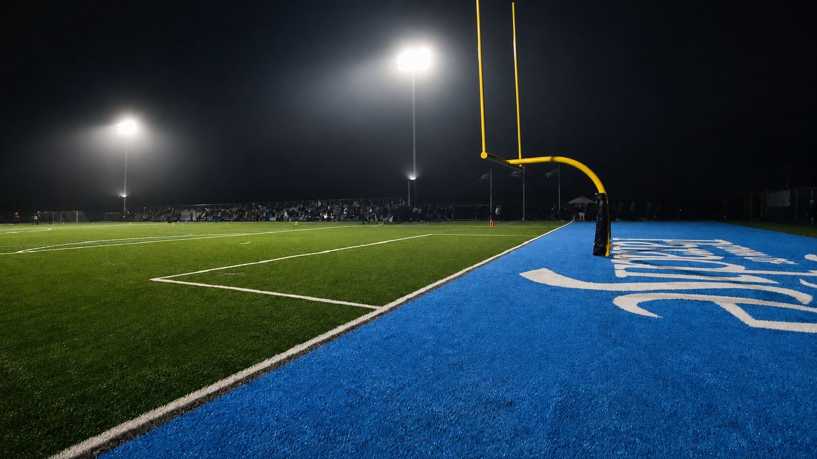 Dianne Whalen Soccer Complex lit synthetic field at night in Paradise, NS