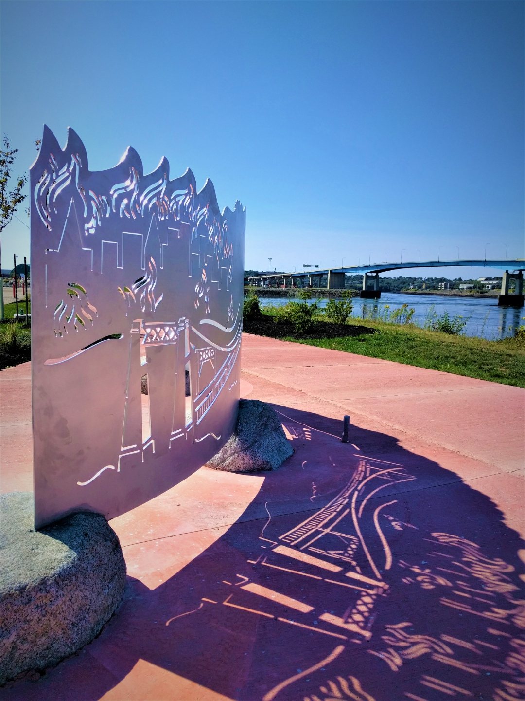 Eco Hub C laser-cut steel interpretive portal on the Saint John waterfront