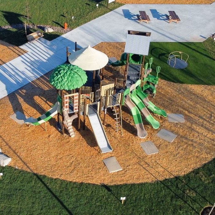 Aerial view of the completed playground