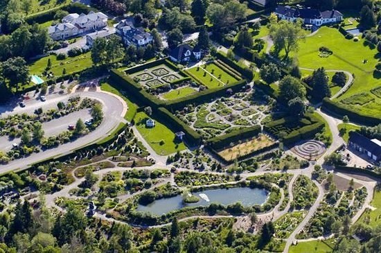 Aerial view of Kingsbrae Garden themed gardens in St. Andrews