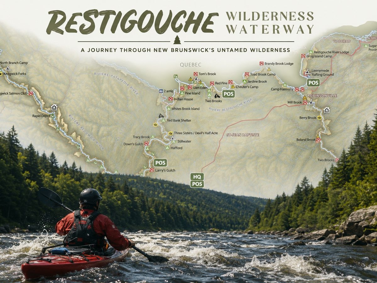 Restigouche Wilderness Waterway paddling and recreation map